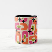 レトロミッドセンチュリーモダンコズミック抽象芸術パターン ツートーンマグカップ (中央)