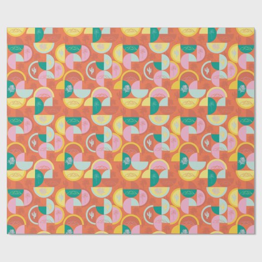 レトロミッドセンチュリーモダンサニーパーム春 ラッピングペーパー (フラット)