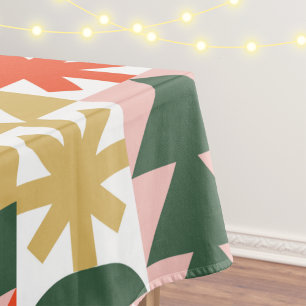レトロミッドセンチュリーモダンスカンジナビアのクリスマス テーブルクロス