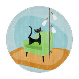 レトロミッドセンチュリーモダンスタイル猫 カッティングボード