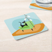 レトロミッドセンチュリーモダンスタイル猫 スクエアペーパーコースター (アングル)