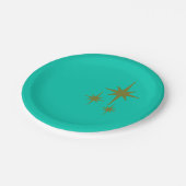 レトロミッドセンチュリーモダンスターバストトリオティール(緑がかった色)グリーン ペーパープレート (アングル)