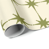 レトロミッドセンチュリーモダンスターバストヴィンテージグリーン ラッピングペーパー (ロールコーナー)