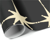 レトロミッドセンチュリーモダンスターパターンブラッククリーム ラッピングペーパー (ロールコーナー)