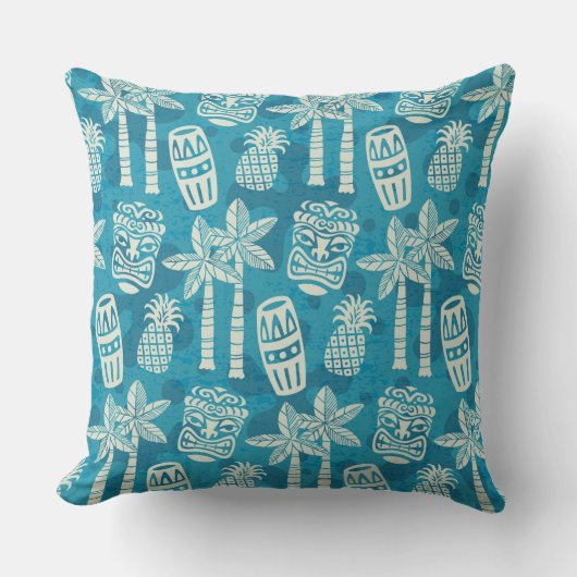 レトロミッドセンチュリーモダンティキパターン クッション (正面)