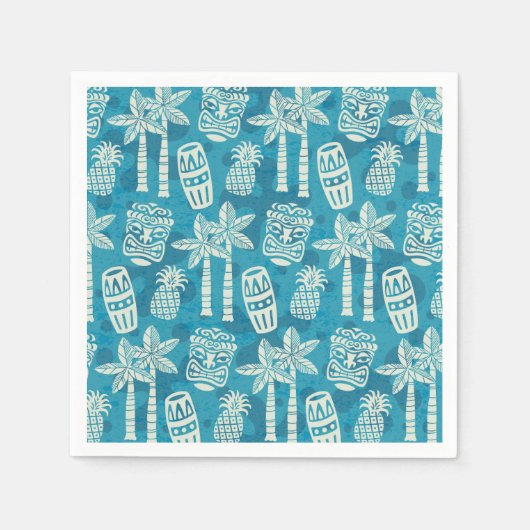 レトロミッドセンチュリーモダンティキパターン スタンダードカクテルナプキン (正面)