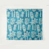 レトロミッドセンチュリーモダンティキパターン タペストリー (正面(横))