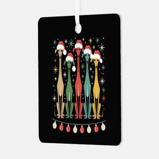 レトロミッドセンチュリーモダンドッグ50s 60sスタイルクリスマス メタルオーナメント (正面左)
