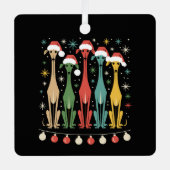 レトロミッドセンチュリーモダンドッグ50s 60sスタイルクリスマス メタルオーナメント (正面)