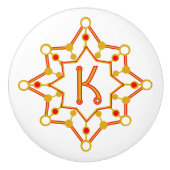 レトロミッドセンチュリーモダンパーソナライズされたイニシャル セラミックノブ (正面)