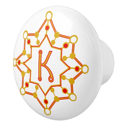 レトロミッドセンチュリーモダンパーソナライズされたイニシャル セラミックノブ (右)