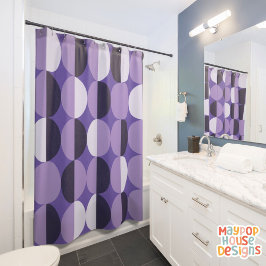レトロミッドセンチュリーモダンパープル シャワーカーテン
