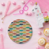 レトロミッドセンチュリーモダンフィッシュパターン紙プレート ペーパープレート (パーティー)