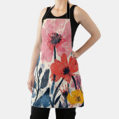 レトロミッドセンチュリーモダンフローラデザイン エプロン (インサイチュ)