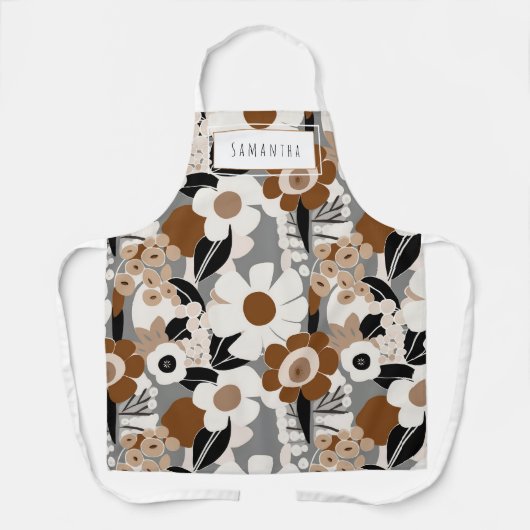 レトロミッドセンチュリーモダンフローラ名エプロン エプロン (正面)