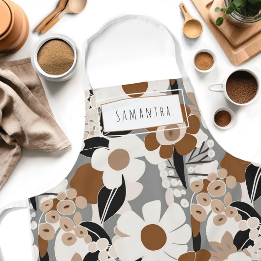 レトロミッドセンチュリーモダンフローラ名エプロン エプロン