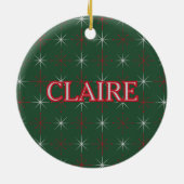 レトロミッドセンチュリーモダンホリデーレッドグリーンアトミック セラミックオーナメント (裏面)