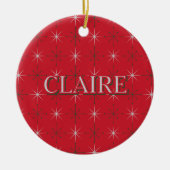 レトロミッドセンチュリーモダンホリデーレッドグリーンアトミック セラミックオーナメント (正面)