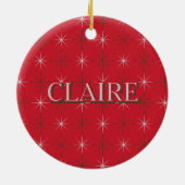 レトロミッドセンチュリーモダンホリデーレッドグリーンアトミック セラミックオーナメント (裏面)