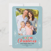 レトロミッドセンチュリーモダンメッセージフォトクリスマス シーズンカード (正面)