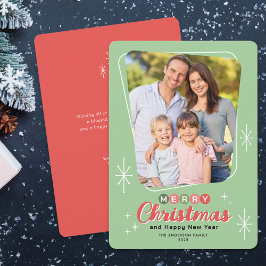 レトロミッドセンチュリーモダンメッセージフォトクリスマス シーズンカード