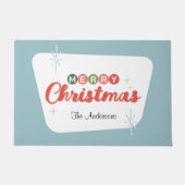 レトロミッドセンチュリーモダンメリークリスマス ドアマット (正面)