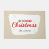 レトロミッドセンチュリーモダンメリークリスマス ドアマット (正面)