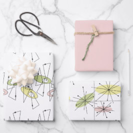 レトロミッドセンチュリーモダン任意大事な行事 ラッピングペーパーシート