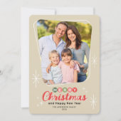 レトロミッドセンチュリーモダン写真クリスマス シーズンカード (正面)