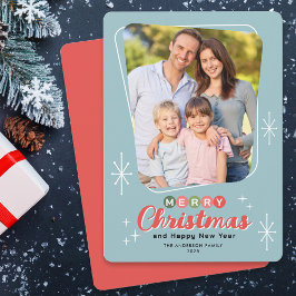 レトロミッドセンチュリーモダン写真クリスマス シーズンカード