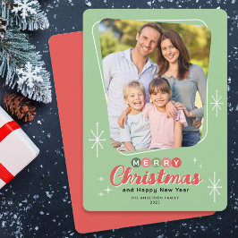 レトロミッドセンチュリーモダン写真クリスマス シーズンカード