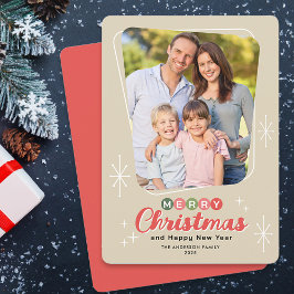 レトロミッドセンチュリーモダン写真クリスマス シーズンカード