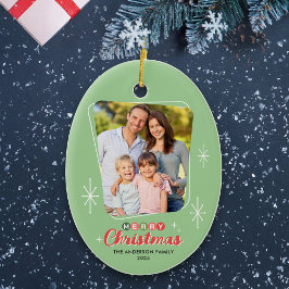 レトロミッドセンチュリーモダン写真クリスマス セラミックオーナメント