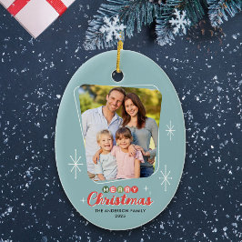 レトロミッドセンチュリーモダン写真クリスマス セラミックオーナメント
