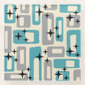 レトロミッドセンチュリーモダン抽象芸術パターン ガラスコースター (正面)