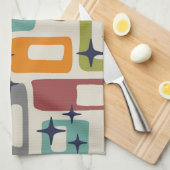 レトロミッドセンチュリーモダン抽象芸術パターン キッチンタオル (四つ折り)