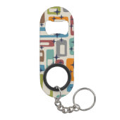 レトロミッドセンチュリーモダン抽象芸術パターン キーホルダー栓抜き (裏面)