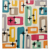 レトロミッドセンチュリーモダン抽象芸術パターン シャワーカーテン (正面)