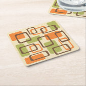 レトロミッドセンチュリーモダン抽象芸術パターン スクエアペーパーコースター (アングル)