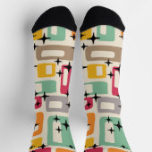 レトロミッドセンチュリーモダン抽象芸術パターン ソックス (上部)
