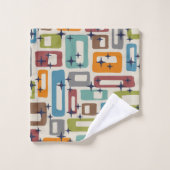 レトロミッドセンチュリーモダン抽象芸術パターン バスタオルセット (ウォッシュタオル)