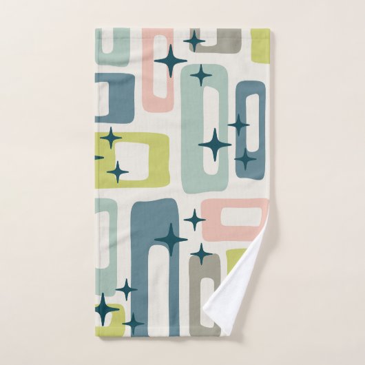 レトロミッドセンチュリーモダン抽象芸術パターン バスタオルセット (ハンドタオル)