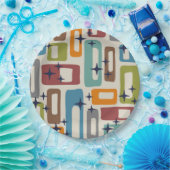 レトロミッドセンチュリーモダン抽象芸術パターン ペーパープレート (パーティー)