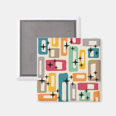 レトロミッドセンチュリーモダン抽象芸術パターン マグネット (正面/裏面)