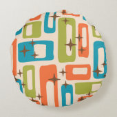 レトロミッドセンチュリーモダン抽象芸術パターン ラウンドクッション (裏面)
