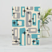 レトロミッドセンチュリーモダン抽象芸術パターン 招待状 (スタンド正面)