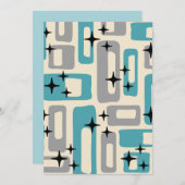 レトロミッドセンチュリーモダン抽象芸術パターン 招待状 (正面/裏面)