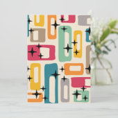 レトロミッドセンチュリーモダン抽象芸術パターン 招待状 (スタンド正面)