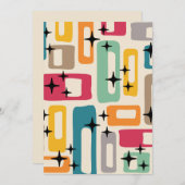 レトロミッドセンチュリーモダン抽象芸術パターン 招待状 (正面/裏面)