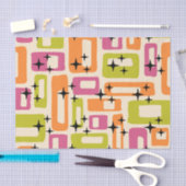 レトロミッドセンチュリーモダン抽象芸術パターン 薄葉紙 (クラフト)